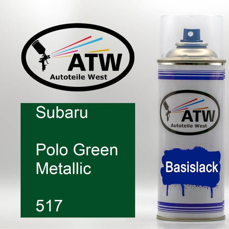 Subaru, Polo Green Metallic, 517: 400ml Sprühdose, von ATW Autoteile West.